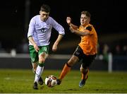 22 March 2022; Zak Delaney of Republic of Ireland U20's in action against Eoin Murphy of Republic of Ireland Amateur Selection during the friendly match between Republic of Ireland U20's and Republic of Ireland Amateur Selection at Home Farm FC in Dublin. Photo by Harry Murphy/Sportsfile
