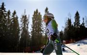23 March 2022; Charlotte Turner of Team Ireland crossing the line after competing in the Girls Parallel Slalom event during day four of the 2022 European Youth Winter Olympic Festival in Vuokatti, Finland. Photo by Eóin Noonan/Sportsfile