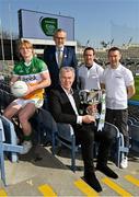 23 March 2022; In attendance at the launch the 2022 EirGrid GAA Football U20 All-Ireland Championship at Croke Park in Dublin, are, from left, Offaly footballer Cormac Egan, Uachtarán Chumann Lúthchleas Gael Larry McCarthy, EirGrid chief executive Mark Foley, Tipperary U20 manager Paddy Christie and Armagh U20 manager Oisín McConville. EirGrid, the state-owned company, is charged with delivering a cleaner energy future for Ireland. Photo by Brendan Moran/Sportsfile