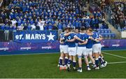 23 March 2022; The St Mary's College huddle ahead of the Bank of Ireland Leinster Rugby Schools Senior Cup Semi-Final match between Gonzaga College and St Mary's College at Energia Park in Dublin. Photo by Daire Brennan/Sportsfile