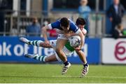 23 March 2022; John Brennan of St Mary’s College in action against Oscar O’Neill of Gonzaga College during the Bank of Ireland Leinster Rugby Schools Senior Cup Semi-Final match between Gonzaga College and St Mary's College at Energia Park in Dublin. Photo by Daire Brennan/Sportsfile