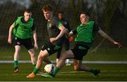 23 March 2022; Gavin Kilkenny and Conor Coventry during a Republic of Ireland U21's training session at FAI National Training Centre in Abbotstown, Dublin. Photo by Harry Murphy/Sportsfile