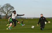 23 March 2022; JJ Kayode and Brian Maher during a Republic of Ireland U21's training session at FAI National Training Centre in Abbotstown, Dublin. Photo by Harry Murphy/Sportsfile