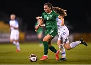 23 March 2022; Lia O'Leary of Republic of Ireland in action against Ela Zigová of Slovakia during the UEFA EURO2022 Women's Under-17 Round 2 qualifying match between Republic of Ireland and Slovakia at Tallaght Stadium in Dublin. Photo by Piaras Ó Mídheach/Sportsfile