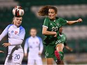 23 March 2022; Jodie Loughrey of Republic of Ireland takes a shot on goal during the UEFA EURO2022 Women's Under-17 Round 2 qualifying match between Republic of Ireland and Slovakia at Tallaght Stadium in Dublin. Photo by Piaras Ó Mídheach/Sportsfile