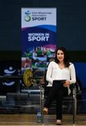 23 March 2022; MC Daraine Mulvihill at the IWA Sport launch Women in Sport Strategy at the IWA Sports Centre in Dublin. Photo by Harry Murphy/Sportsfile