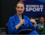 23 March 2022; Lisa Clancy, vice president of Paralympics Ireland speaks at the IWA Sport launch Women in Sport Strategy at the IWA Sports Centre in Dublin. Photo by Harry Murphy/Sportsfile