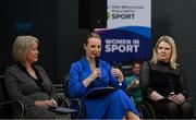 23 March 2022; Lisa Clancy, vice president of Paralympics Ireland, centre, speaks at the IWA Sport launch Women in Sport Strategy at the IWA Sports Centre in Dublin. Photo by Harry Murphy/Sportsfile