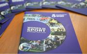 23 March 2022; A general view of booklets at the IWA Sport launch Women in Sport Strategy at the IWA Sports Centre in Dublin. Photo by Harry Murphy/Sportsfile