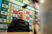 24 March 2022; Andy Lyons during a Republic of Ireland U21's press conference at FAI National Training Centre in Abbotstown in Dublin. Photo by Stephen McCarthy/Sportsfile