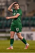 23 March 2022; Michaela Lawrence of Republic of Ireland reacts after a missed chance during the UEFA EURO2022 Women's Under-17 Round 2 qualifying match between Republic of Ireland and Slovakia at Tallaght Stadium in Dublin. Photo by Piaras Ó Mídheach/Sportsfile