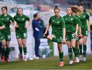 23 March 2022; Tara O'Hanlon of Republic of Ireland during the warm-up before UEFA EURO2022 Women's Under-17 Round 2 qualifying match between Republic of Ireland and Slovakia at Tallaght Stadium in Dublin. Photo by Piaras Ó Mídheach/Sportsfile