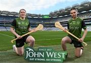 24 March 2022; John West Féile Ambassador and Cork Camogie player Amy Lee, left, and Aoife Moran of Whitehall Colmcille in attendance during the John West Féile 2022 Launch at Croke Park in Dublin. Photo by Sam Barnes/Sportsfile