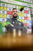 24 March 2022; Shane Duffy during a Republic of Ireland press conference at FAI Headquarters in Abbotstown, Dublin. Photo by Stephen McCarthy/Sportsfile