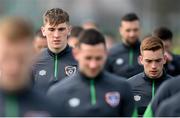 24 March 2022; Jimmy Dunne and Connor Ronan, right, arrive for a Republic of Ireland training session at the FAI National Training Centre in Abbotstown, Dublin. Photo by Stephen McCarthy/Sportsfile