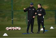 24 March 2022; Coaches John Eustace, left, and Stephen Rice during a Republic of Ireland training session at the FAI National Training Centre in Abbotstown, Dublin. Photo by Stephen McCarthy/Sportsfile