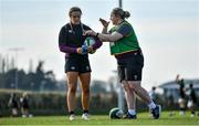 24 March 2022; Assistant coach Niamh Briggs, right, with Stacey Flood during Ireland Women's Rugby squad training at the IRFU High Performance Centre at the Sport Ireland Campus in Dublin. Photo by Brendan Moran/Sportsfile
