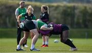 24 March 2022; Linda Djougang with assistant coach Rob Sweeney during Ireland Women's Rugby squad training at the IRFU High Performance Centre at the Sport Ireland Campus in Dublin. Photo by Brendan Moran/Sportsfile