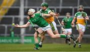 20 March 2022; Cian Lynch of Limerick in action against David King of Offaly during the Allianz Hurling League Division 1 Group A match between Limerick and Offaly at TUS Gaelic Grounds in Limerick. Photo by Seb Daly/Sportsfile