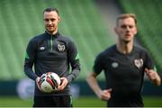25 March 2022; Will Keane, left, and Mark Sykes during a Republic of Ireland training session at Aviva Stadium in Dublin. Photo by Stephen McCarthy/Sportsfile