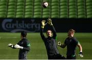 25 March 2022; Goalkeepers Caoimhin Kelleher, centre, Max O'Leary, left, and James Talbot during a Republic of Ireland training session at Aviva Stadium in Dublin. Photo by Stephen McCarthy/Sportsfile