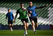 25 March 2022; Seamus Coleman, left, and Will Keane during a Republic of Ireland training session at Aviva Stadium in Dublin. Photo by Stephen McCarthy/Sportsfile