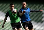 25 March 2022; Seamus Coleman, left, and Will Keane during a Republic of Ireland training session at Aviva Stadium in Dublin. Photo by Stephen McCarthy/Sportsfile