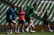 25 March 2022; Seamus Coleman, right, and Will Keane during a Republic of Ireland training session at Aviva Stadium in Dublin. Photo by Stephen McCarthy/Sportsfile