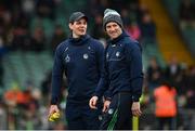 20 March 2022; Limerick selectors Paul Kinnerk, left, and Donal O'Grady before the Allianz Hurling League Division 1 Group A match between Limerick and Offaly at TUS Gaelic Grounds in Limerick. Photo by Seb Daly/Sportsfile