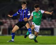 25 March 2022; Aaron Bolger of Cork City in action against Youri Habing of Athlone Town during the SSE Airtricity League First Division match between Cork City and Athlone Town at Turners Cross in Cork. Photo by Michael P Ryan/Sportsfile