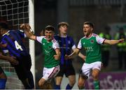 25 March 2022; Barry Coffey of Cork City, left, celebrates after scoring his side's fourth goal during the SSE Airtricity League First Division match between Cork City and Athlone Town at Turners Cross in Cork. Photo by Michael P Ryan/Sportsfile