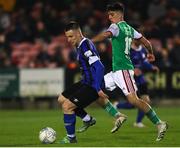 25 March 2022; Cian Kelly of Athlone Town in action against Barry Coffey of Cork City during the SSE Airtricity League First Division match between Cork City and Athlone Town at Turners Cross in Cork. Photo by Michael P Ryan/Sportsfile