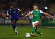25 March 2022; Cian Bargary of Cork City in action against Carlton Ubaezuono  of Athlone Town during the SSE Airtricity League First Division match between Cork City and Athlone Town at Turners Cross in Cork. Photo by Michael P Ryan/Sportsfile