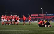 25 March 2022; Simon Zebo of Munster receives medical attention for an injury, before being substituted, during the United Rugby Championship match between Munster and Benetton at Musgrave Park in Cork. Photo by Piaras Ó Mídheach/Sportsfile