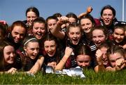 26 March 2022; Loreto College Cavan players celebrate with the trophy after the Lidl All Ireland Post Primary School Junior 'A' Championship Final match between Loreto College, Cavan, and Sacred Heart, Mayo, at Curry GAA club in Sligo. Photo by Harry Murphy/Sportsfile