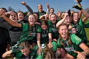 26 March 2022; Mercy Mounthawk players celebrate after the Lidl All Ireland Post Primary School Junior ‘C’ Championship Final match between Mercy Mounthawk, Kerry and Maynooth Education Campus, Kildare at Duggan Park in Ballinasloe, Galway. Photo by Ray Ryan/Sportsfile