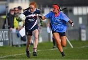 26 March 2022; Ciara Shelly of Presentation Thurles in action against Bree McBride of Loreto Convent during the Lidl All Ireland Post Primary School Junior ‘B’ Championship Final match between Loreto Convent, Tyrone and Presentation Thurles, Tipperary at Duggan Park in Ballinasloe, Galway. Photo by Ray Ryan/Sportsfile