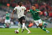 26 March 2022; Dedryck Boyata of Belgium in action against Callum Robinson of Republic of Ireland during the international friendly match between Republic of Ireland and Belgium at the Aviva Stadium in Dublin. Photo by Eóin Noonan/Sportsfile