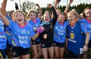 26 March 2022; Loreto Convent players celebrate after the Lidl All Ireland Post Primary School Junior ‘B’ Championship Final match between Loreto Convent, Tyrone and Presentation Thurles, Tipperary at Duggan Park in Ballinasloe, Galway. Photo by Ray Ryan/Sportsfile