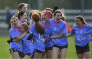 26 March 2022; Loreto Convent players celebrate after the Lidl All Ireland Post Primary School Junior ‘B’ Championship Final match between Loreto Convent, Tyrone and Presentation Thurles, Tipperary at Duggan Park in Ballinasloe, Galway. Photo by Ray Ryan/Sportsfile