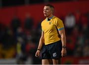 25 March 2022; Referee Craig Evans during the United Rugby Championship match between Munster and Benetton at Musgrave Park in Cork. Photo by Piaras Ó Mídheach/Sportsfile