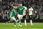 26 March 2022; Alan Browne of Republic of Ireland celebrates after scoring his side's second goal during the international friendly match between Republic of Ireland and Belgium at the Aviva Stadium in Dublin. Photo by Stephen McCarthy/Sportsfile