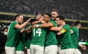 26 March 2022; Alan Browne of Republic of Ireland celebrates with teammates after scoring his side's second goal during the international friendly match between Republic of Ireland and Belgium at the Aviva Stadium in Dublin. Photo by Stephen McCarthy/Sportsfile