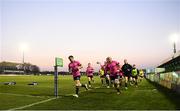 26 March 2022; Leinster captain Luke McGrath leads the team in the warmup before the United Rugby Championship match between Connacht and Leinster at the Sportsground in Galway. Photo by Harry Murphy/Sportsfile