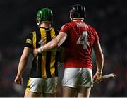 26 March 2022; Martin Keoghan of Kilkenny is man-marked by Damien Cahalane of Cork during the Allianz Hurling League Division 1 Semi-Final match between Cork and Kilkenny at Páirc Ui Chaoimh in Cork. Photo by Piaras Ó Mídheach/Sportsfile