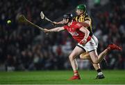 26 March 2022; Martin Keoghan of Kilkenny in action against Damien Cahalane of Cork during the Allianz Hurling League Division 1 Semi-Final match between Cork and Kilkenny at Páirc Ui Chaoimh in Cork. Photo by Piaras Ó Mídheach/Sportsfile