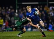 26 March 2022; Jamie Osborne of Leinster is tackled by Tom Farrell of Connacht during the United Rugby Championship match between Connacht and Leinster at the Sportsground in Galway. Photo by Harry Murphy/Sportsfile