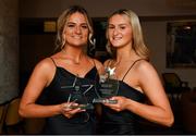 26 March 2022; Cousins Roisin Ambrose of University of Limerick and Iris Kennelly of TUS Midwest, right, from the Old Mill Club, Limerick, at the 2022 Yoplait HEC All Stars evening, at the Croke Park Hotel, Dublin. Photo by Ray McManus/Sportsfile