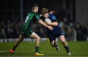 26 March 2022; James Tracy of Leinster is tackled by Jack Carty of Connacht during the United Rugby Championship match between Connacht and Leinster at the Sportsground in Galway. Photo by Harry Murphy/Sportsfile