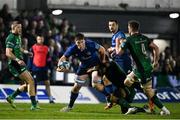 26 March 2022; Joe McCarthy of Leinster makes a break during the United Rugby Championship match between Connacht and Leinster at the Sportsground in Galway. Photo by Harry Murphy/Sportsfile